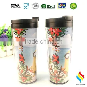 Clear Insulated Plastic Tumbler With Paper Inserts thumbnail-1