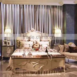 Royal Elegant English Style Victorian Silver Floral Painted Solid Wood Crown Bed With Matching Bedroom Items BF12-05244a thumbnail-6