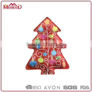Canton Fair Booth Number: 6.0H24 Xmas Tree Shaped Red Melamine Reusable Plastic Dinnerware Snack Plate thumbnail-1