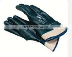 DDSAFETY Bule Color Industrial Knit Cotton Jersey Nitrile Coated Glove With Safety Cuff thumbnail-4