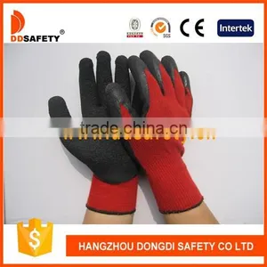 DDSAFETY Red Cotton Gloves With Black Latex Working Gloves Knitted With Latex Glove thumbnail-1