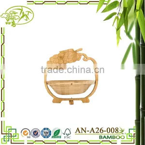 Aonong All-Natural Bamboo Folding Collapsible Fruit Basket Living Room Carving for Sale thumbnail-2