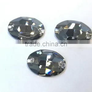 Black Diamond Flat Back Sew on Crystal Facncy Stone Glass Beads With Holes for Jewelry Making thumbnail-2