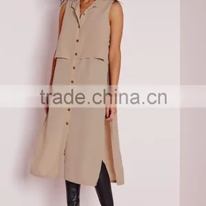 Hot Sale Lady Sleeveless Double Layer Utility Blouse New Patterns thumbnail-2