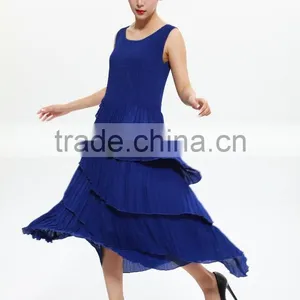 Pleat Ladies Sleeveless Vest Dress New Design Cake Dresses thumbnail-2