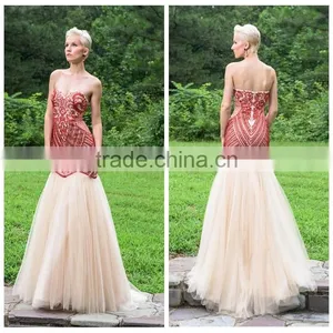 Tulle Beading Designer One Piece Floor Touching Evening Dress thumbnail-1