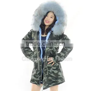 CX-G-P-07A Cheap Parka Jackets Rex Rabbit Lining Raccoon Fur Collar, Wholesale Winter Parka Fur Jackets thumbnail-1