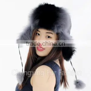 CX-C-38T Wholesale China Fashion Cheap Beanie/ Unisex Fox Fur Knitted Hat thumbnail-1