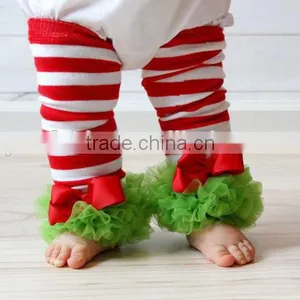 Wholesale Kids Baby Stripe Leg Warmers Christmas Baby Double Ruffle Leg Warmers thumbnail-3