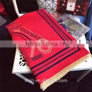 Scarf Brand Women Cashmere Shawl Pink Sailboat Printed Winter Warm Ladies Femme Female Pashmina Design Silk Cape thumbnail-5