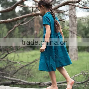 High Quality Washed Girl's Linen Dress Kids Linen Summer Dress thumbnail-2