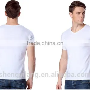 Mens Loose Large Size Modal Viscose Bodybuilding Tight Fit Dri Fit V-neck T-shirts thumbnail-3