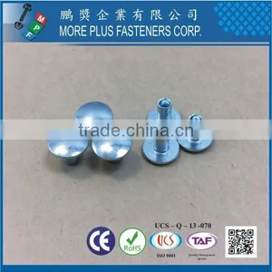 Made in Taiwan Carbon Steel C1006 Zinc Plated CR6+ Wax Oval Head Decorative Semi Tubular Rivets thumbnail-5