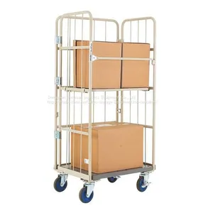 Supermarket Storage Nesting Steel Wire Mesh Roll Cage Container thumbnail-1