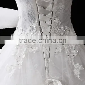 Hot Sale Embroidered A-Line Off-Shoulder Lace Wedding Dress F11701 thumbnail-5