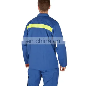Unisex 100% Cotton Engineering Blue Wear Rough Uniform Workwear With Reflector thumbnail-3