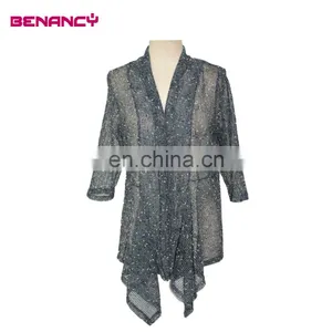 Mesh Knot 3 Quarter Sleeve Old Women Kimono Cardigan Office Wear thumbnail-1