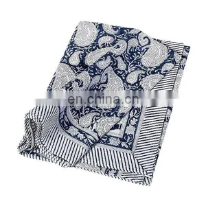 Elegant Paisley Design With Border Indian Hand Work Hand Block Cotton Tabel Cover Bedcover Manufacturer From thumbnail-1