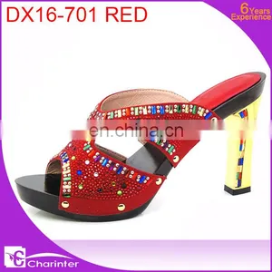 Ladies Shoes With Stones High Heel Slipper African Ladies Shoes thumbnail-3