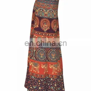 Indian Wrap Around Skirt Printed Wraparound Hippie Boho Gypsy Mandala Cotton Wrap Around Skirt Dress Hippie Boho Women Skirt thumbnail-2