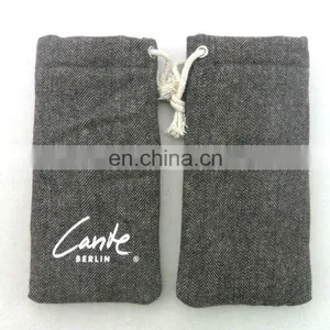Custom Gray Print Cotton Drawstring Sunglasses Bag Goggles Pouches thumbnail-4