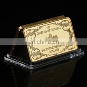 WR 24k Bill Banknote Gold Bar Quality 999.9 Gold Banknote Metal Bars With Plastic Case for Business Gift thumbnail-2