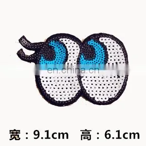 Cute Cartoon Blue Eyes Sequin Patch Embroidery Applique thumbnail-2