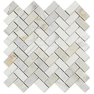 Calacatta Gold Herringbone Backsplash Mosaic thumbnail-1