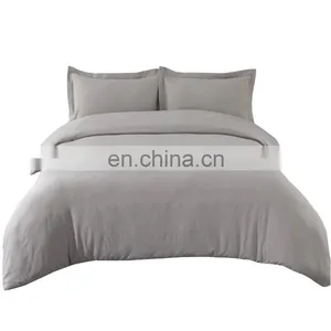 2020 Fashion Durable Solid Color Water Wash Cotton Twin Bedding Duvet Cover Set thumbnail-7