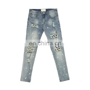 Diznew Custom Distressed Ripped Slim Fit Patches Men Clothes And Jeans thumbnail-5