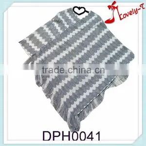 2015Wholesale Sexy Ladies Stripe Winter Warm Pullover Knitting Poncho With Tassels thumbnail-1