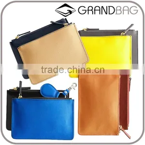 Saffiano Leather Bag Genuine Leather Zip Pouch Clutch Bag Simple Clutch Bag Travel Leather Pouch for Women thumbnail-1