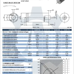 1332R 13 mm Micro Coreless Brush dc Electric Motor thumbnail-2