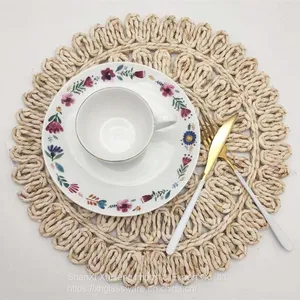 Natural Material Corn Husk Woven Placemats Wholesale Table Decoration Round Plate Mat thumbnail-3