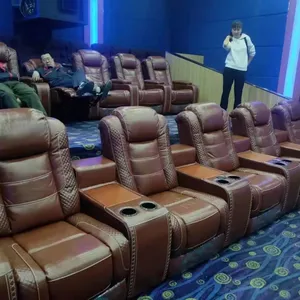 High-end Home Theater Sofa Audio Studio All Leather Sofa Home Movie Hall Electric Multi-function Sofa Combination thumbnail-3