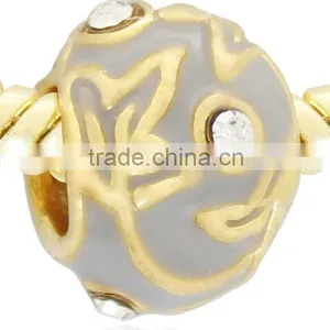 Gold Plated Crystal Paved Faberge Egg Bead for Bracelet Jewelry thumbnail-5