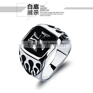 Man Stainless Steel Exaggerate Rings Flame Cross Fashion Punk Rock Roll Rings Boyfriend Gift thumbnail-2