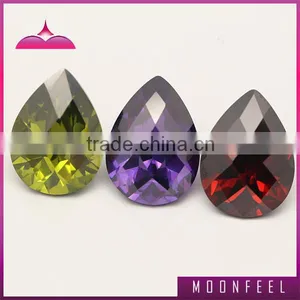 High Quality Checkerboard Cut Colour Pear Cubic Zirconia Stones thumbnail-1