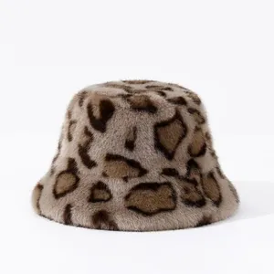 Leopard Print Faux Mink Fur Bucket Hat thumbnail-5