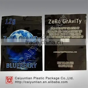 Zero Gravity Three Sides Zipper Pouch Bag/ High Quality Clean Package Bag for Herbal Incense thumbnail-2