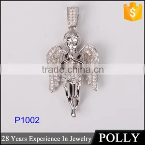 New Arrivaling Micro Setting Zircon Pendant 925 Silver Angel Wings Jewelry thumbnail-1