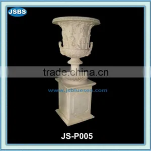 Cream Marble Flowerpot With Statue thumbnail-1