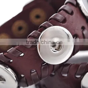 2015 Hand Knitting Interchangeable 18mm Ginger Snap Button Bracelet Pulseras Leather Snap Bracelets thumbnail-5