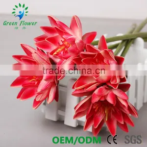 Greenflower 2016 Wholesale NaturalTouch Latex PU China Waterlily Artificial Flowers Latus for Wedding Decoration thumbnail-1