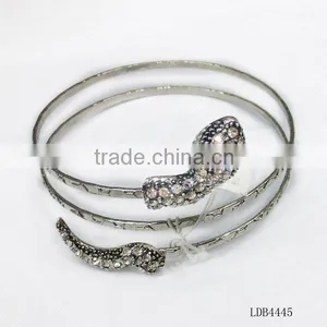 Silver Stripe Bangles Rhinestone Snake Head Bracelet Website thumbnail-1