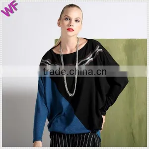 Top Fashion Batwing Sleeve Knitted Woman Model Simple Blouse thumbnail-2