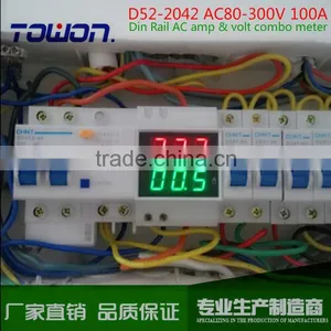 Din Rail Ammeter Voltmeter Dual Dipaly AC80-300V AC0.1-99.9A Amp Volt Combo Meter thumbnail-6