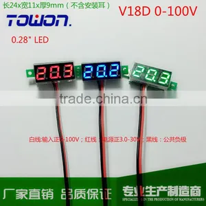 0 - 99.9V DC Digital Voltmeter Three Bit Red Green Blue 0.28 "LED 0v to 100v With Reverse Connection Protection thumbnail-1