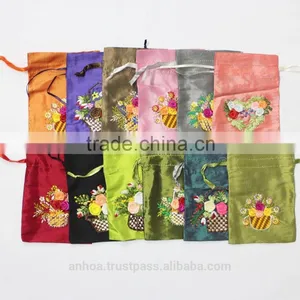 Ribbon Embroidery Small Pouch thumbnail-1
