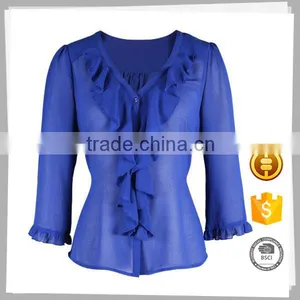 Made in China Latest Design Fitness Dyed Ladies Blouse Image thumbnail-1